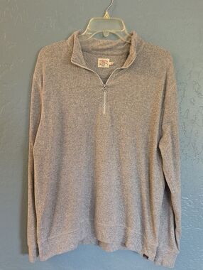 Faherty Men's Light Heather Gray Zip-Neck Sweater